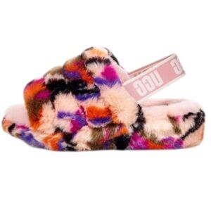 UGG FLUFF YEAH SLIDES WOMENS MOTLEE IN PINK MULTI